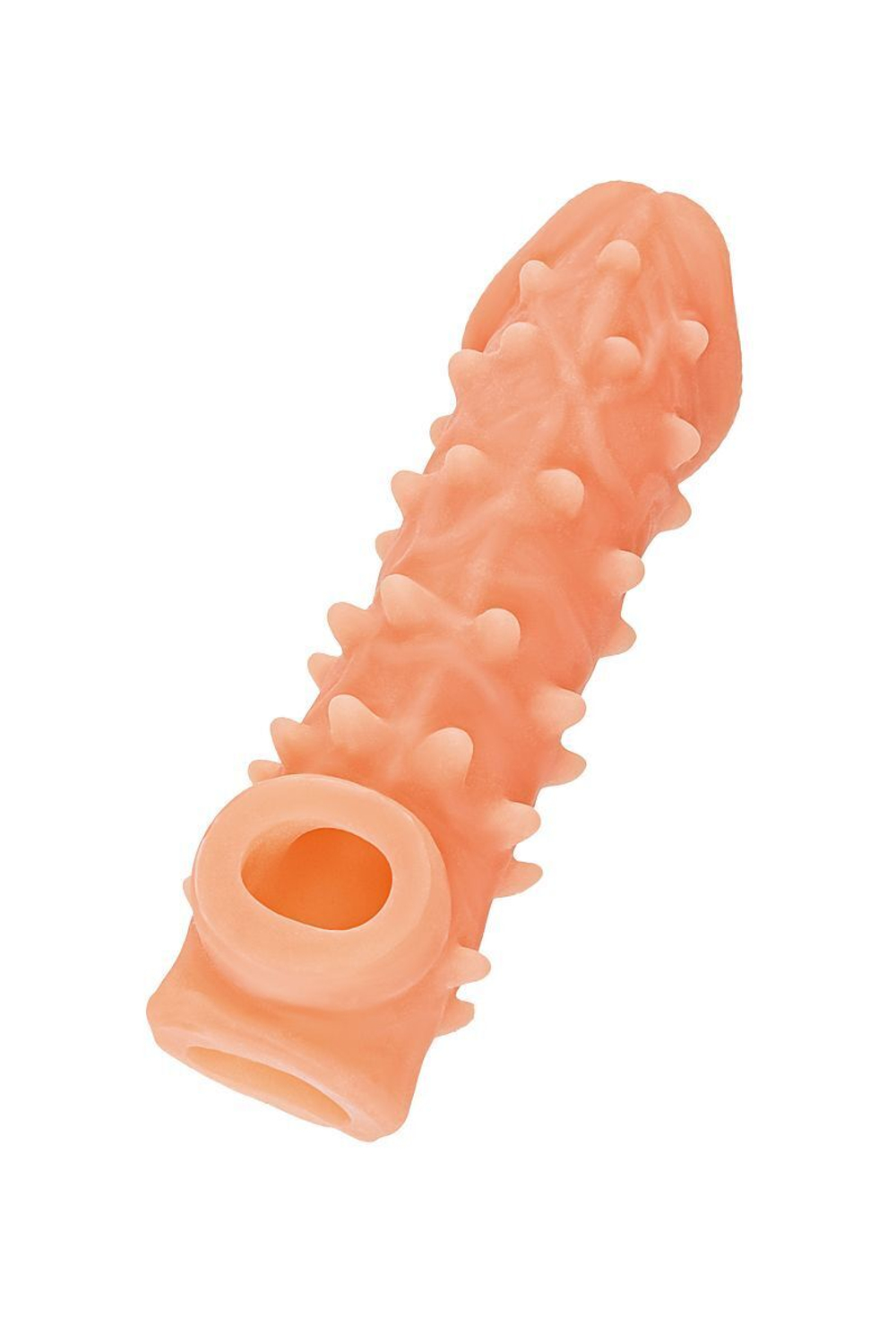 Телесная закрытая насадка с пупырышками cock sleeve 005 size l - 17,6 см.