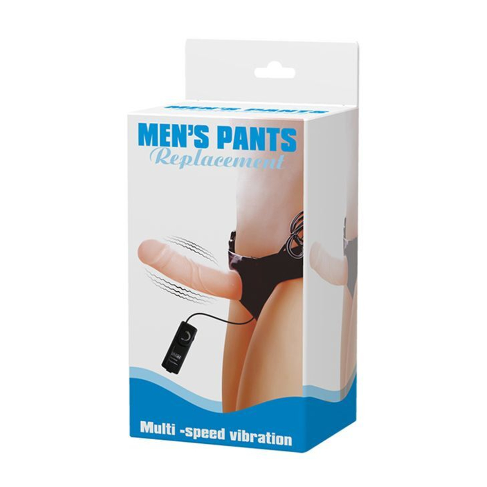 Полый страпон на трусиках с вибрацией и выносным пультом управления mens pants - 16,5 см.