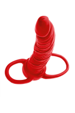 Насадка на пенис для двойного проникновения black&red - 16,5 см.