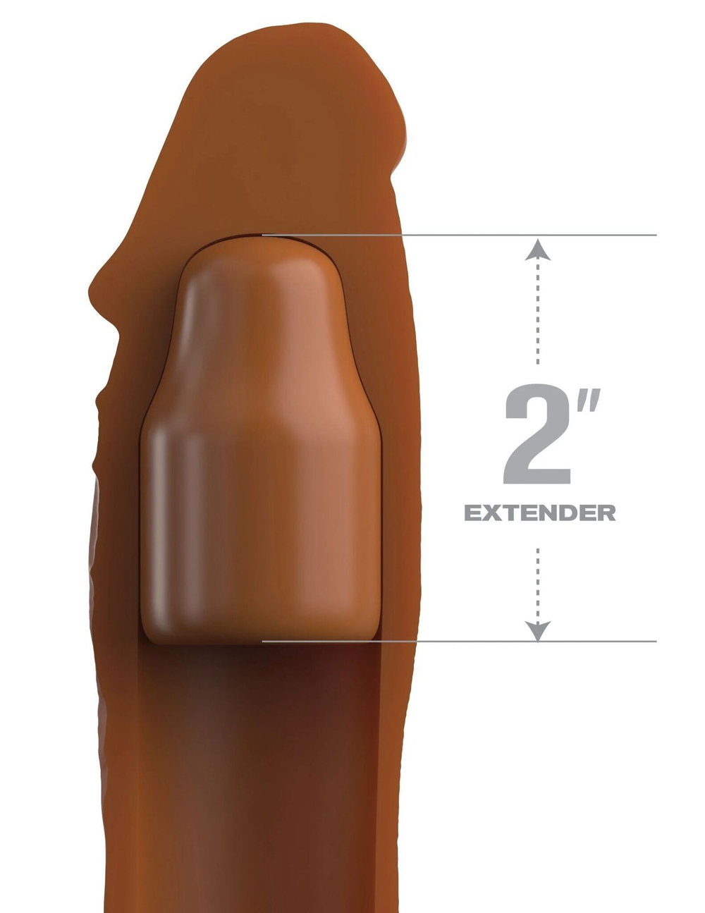 Коричневая насадка на член 2  silicone x-tension - 20,3 см.