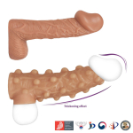 Телесная насадка с бугорками и открытой головкой nude sleeve l - 14 см.