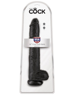 Чёрный фаллоимитатор-гигант 14  cock with balls - 37,5 см.