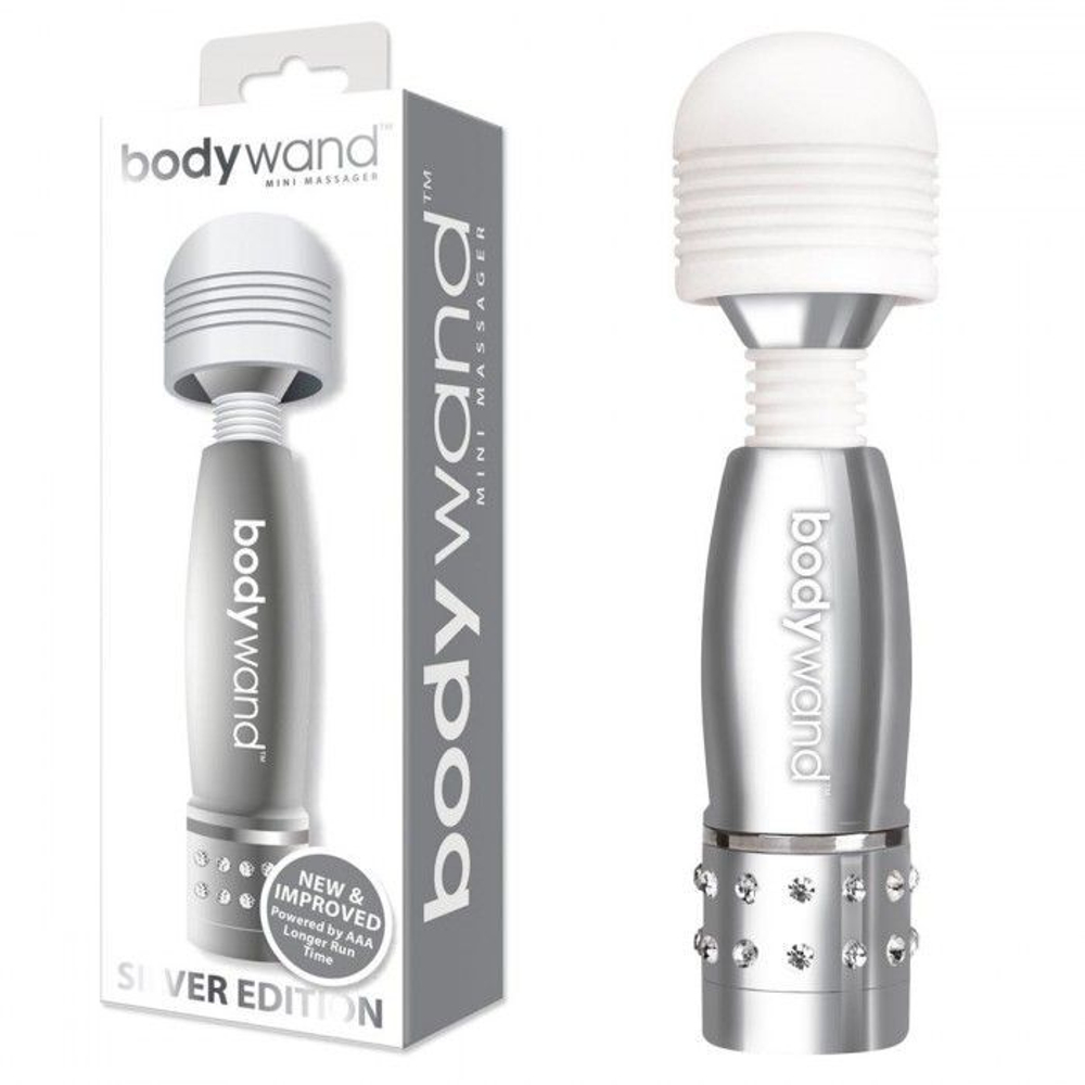 Фиолетово-белый жезловый мини-вибратор с кристаллами mini massager