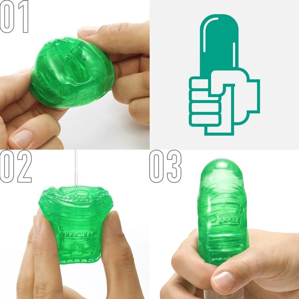 Зеленый мастурбатор-стимулятор tenga uni emerald