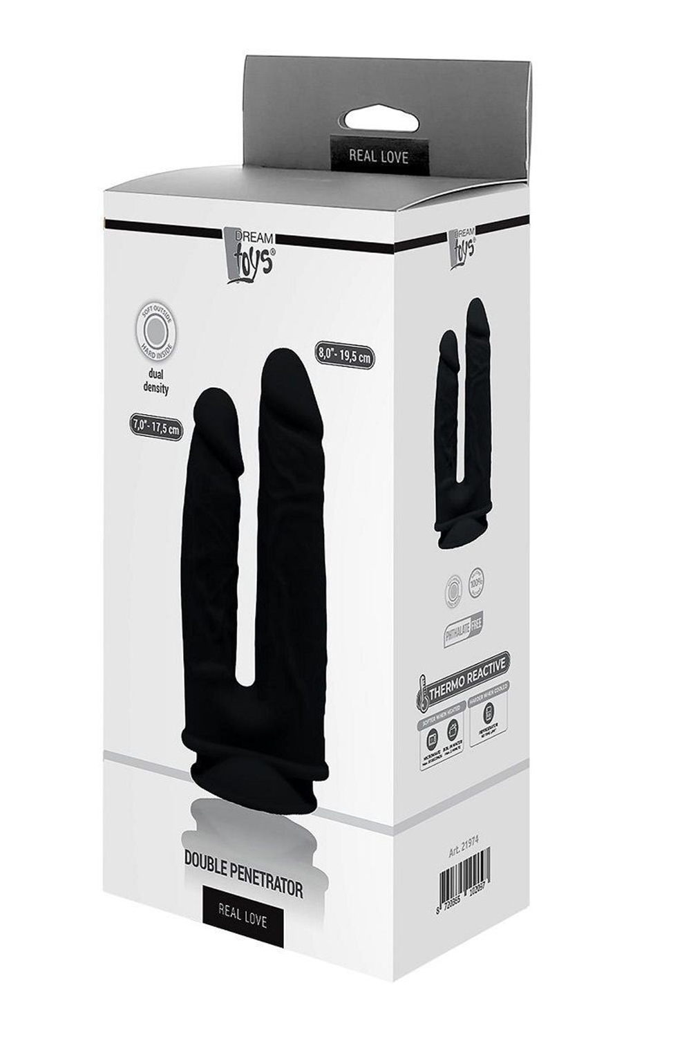 Черный анально-вагинальный фаллоимитатор double penetrator - 19,5 см.