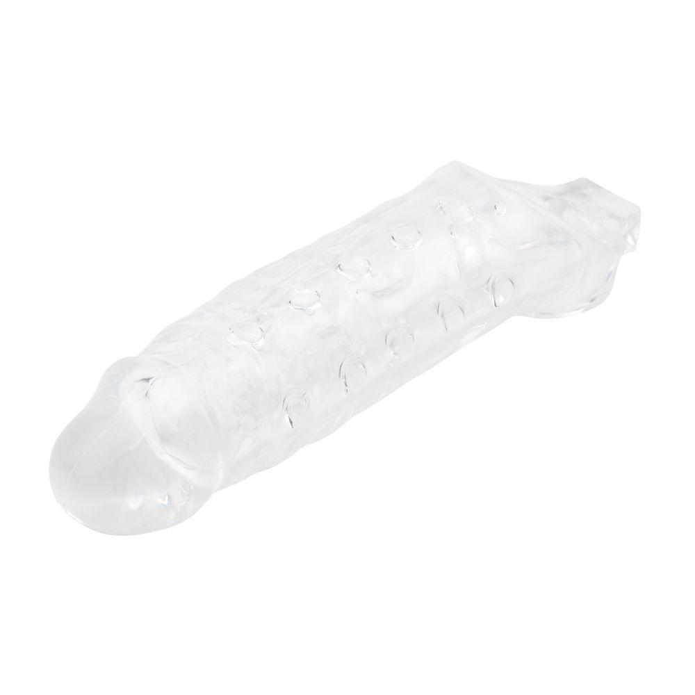 Прозрачная насадка на пенис с подхватом mighty sleeve with ball loop - 22 см.