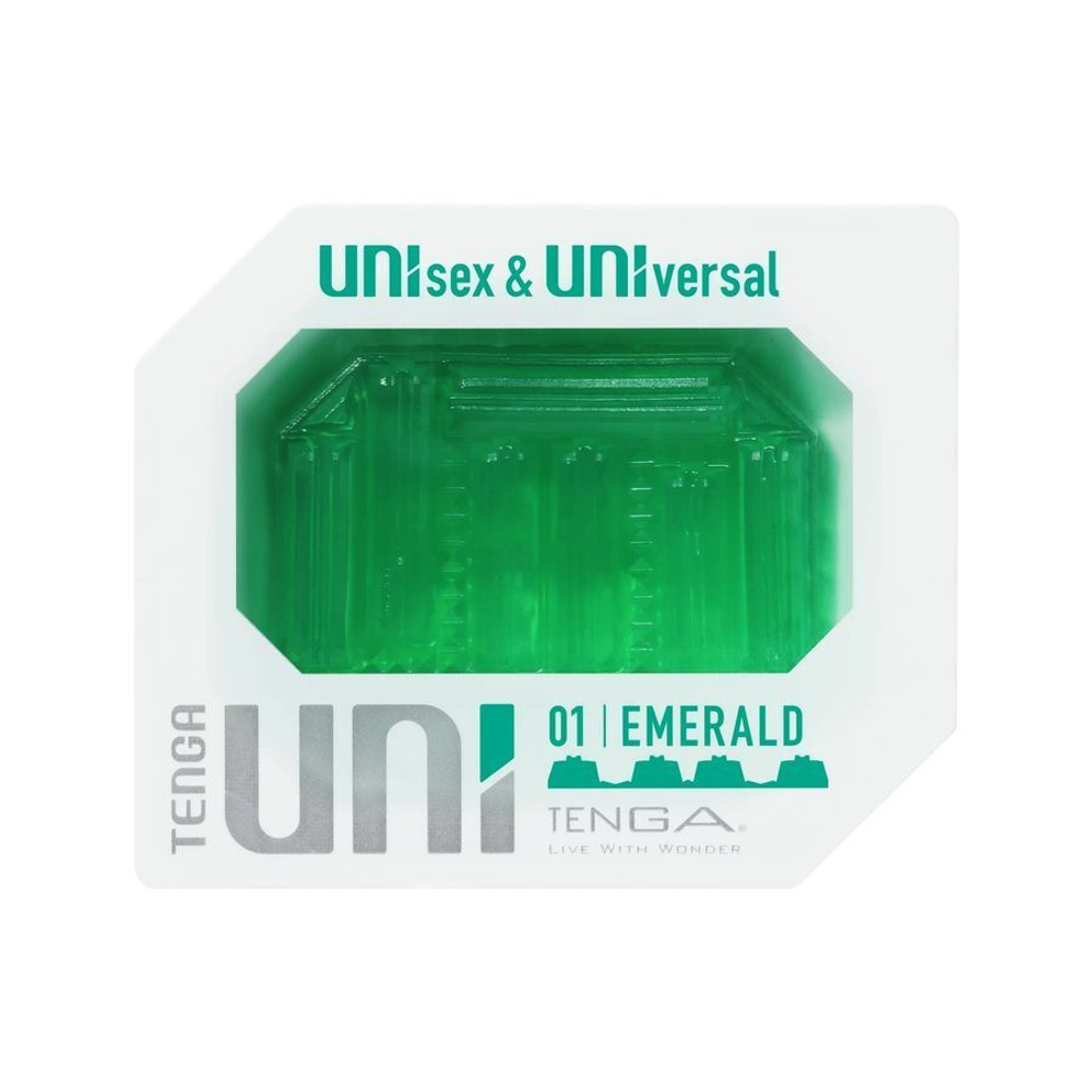 Зеленый мастурбатор-стимулятор tenga uni emerald