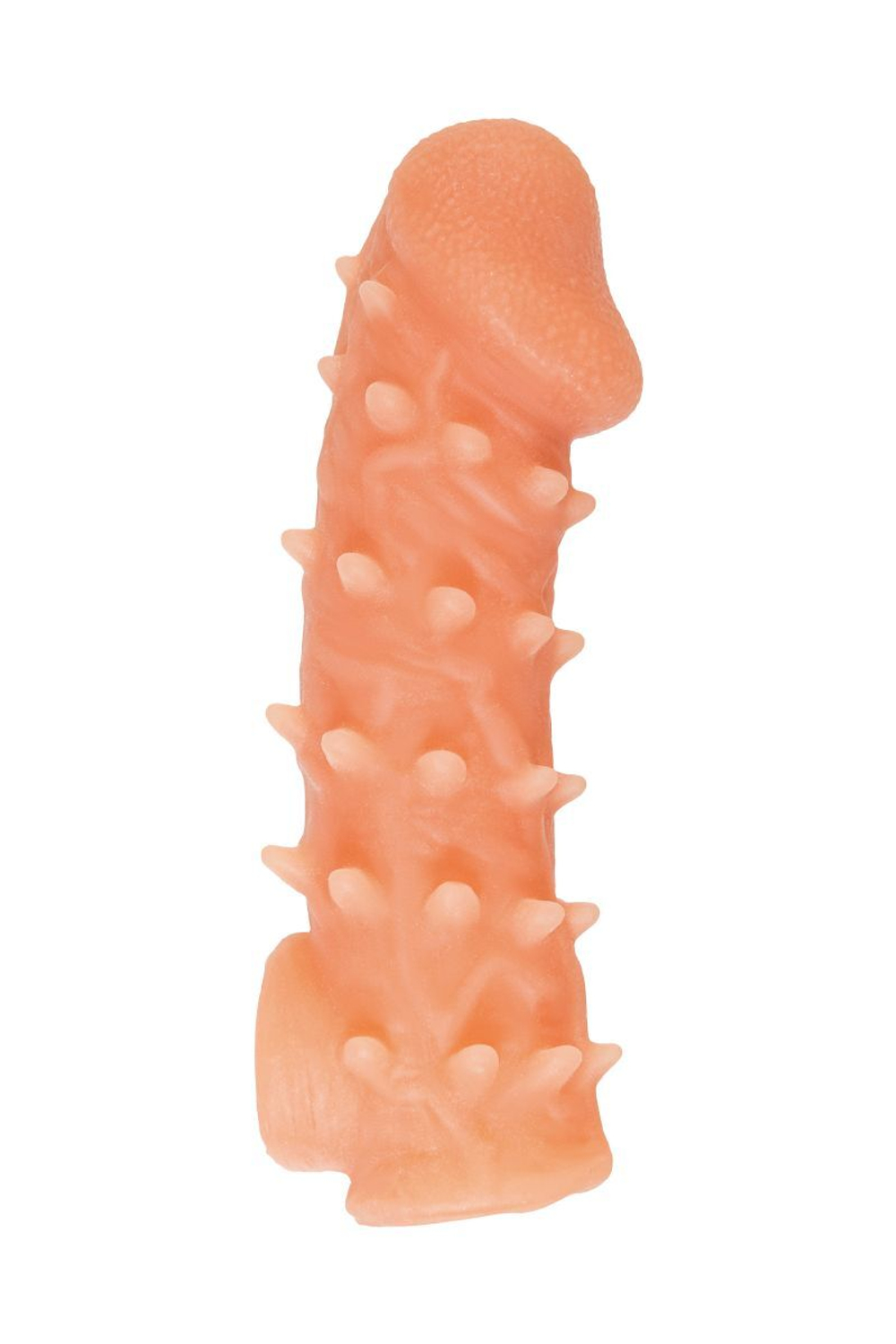 Телесная закрытая насадка с пупырышками cock sleeve 005 size m - 15,6 см.