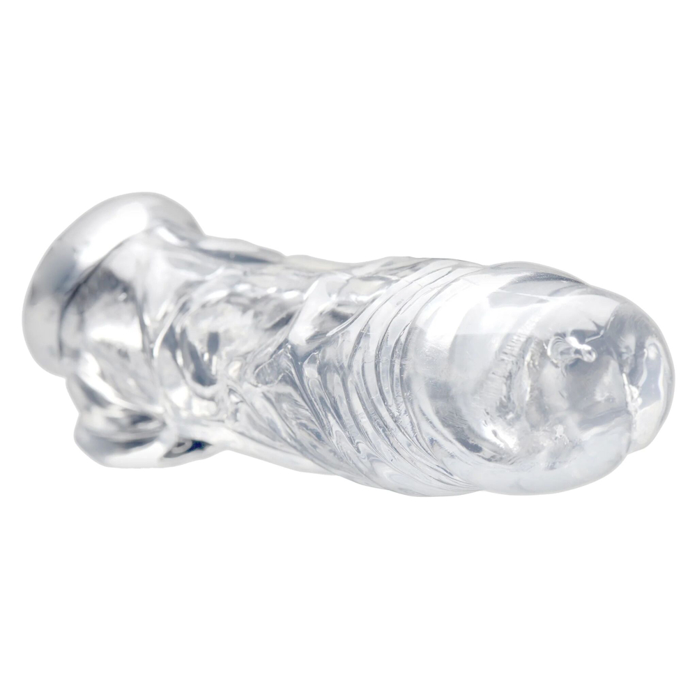 Прозрачная насадка для увеличения члена realistic clear penis enhancer and ball stretcher - 20,3 см.