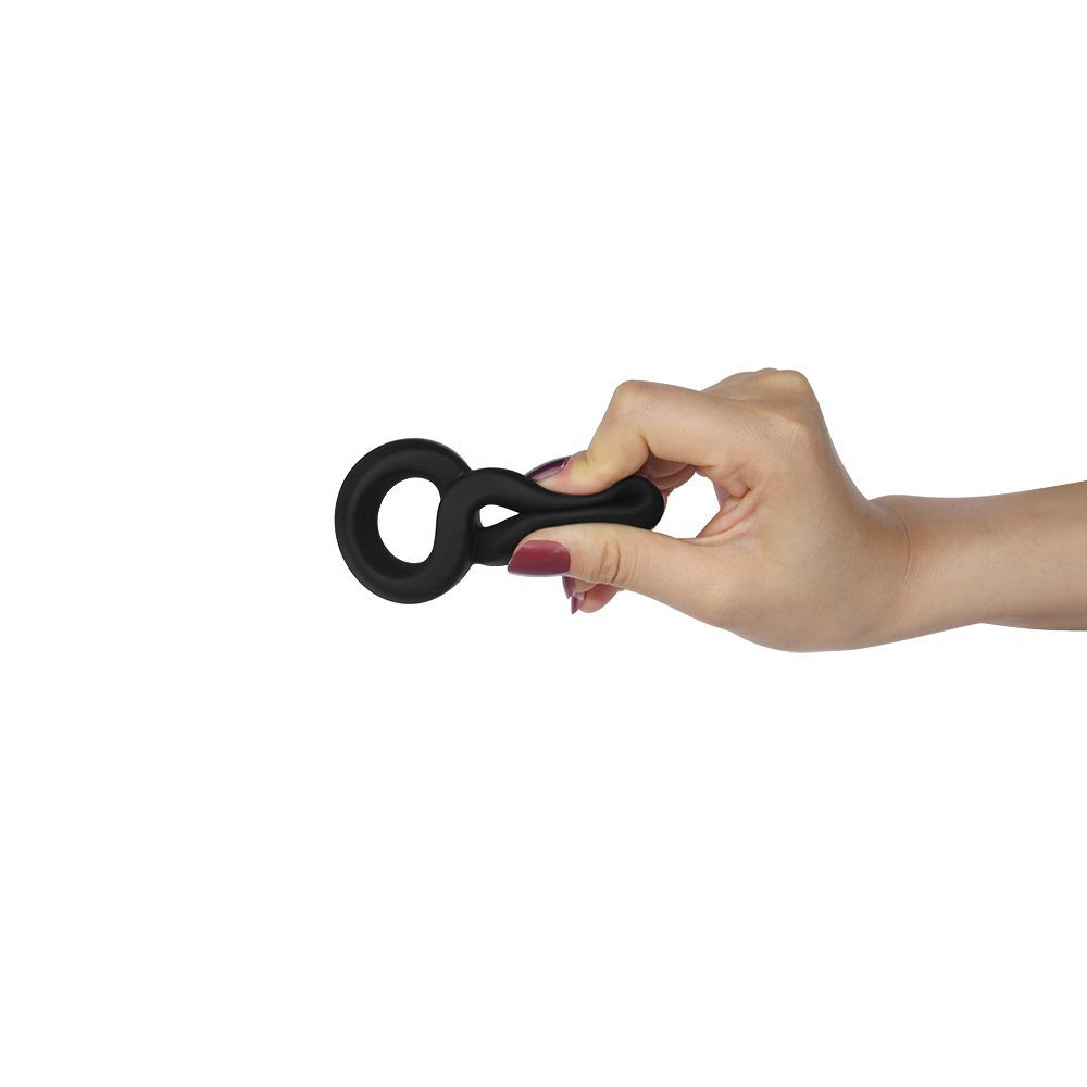 Черное двойное эрекционное кольцо ultra soft platinum cure silicone cockring