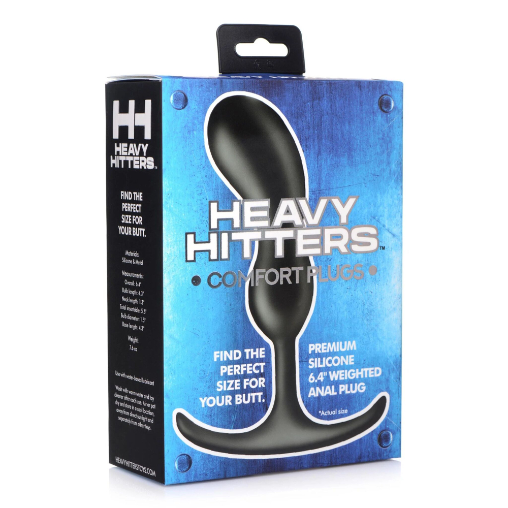 Черный массажер простаты с утяжелителями premium silicone weighted prostate plug