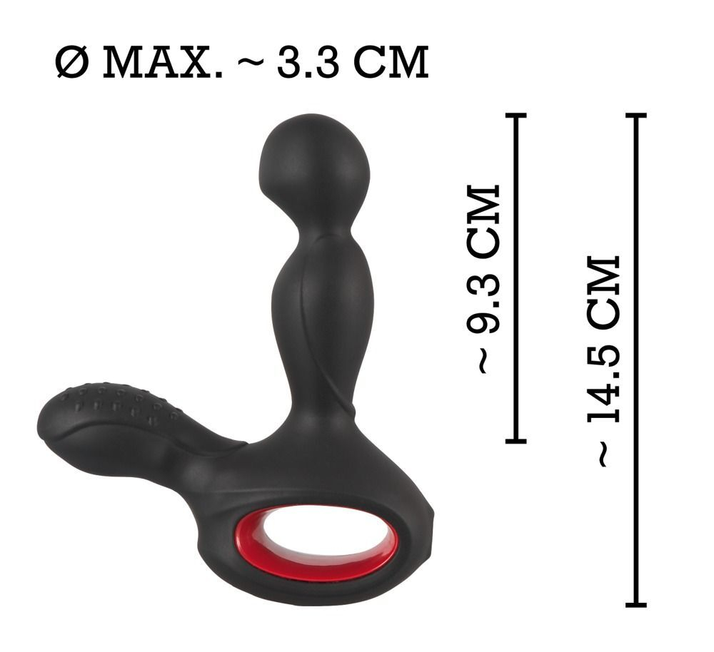Черный вибромассажер простаты с нагревом и ротацией prostate plug - 14,5 см.