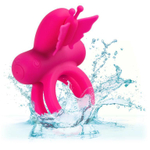 Розовое эрекционное виброкольцо silicone rechargeable dual butterfly ring