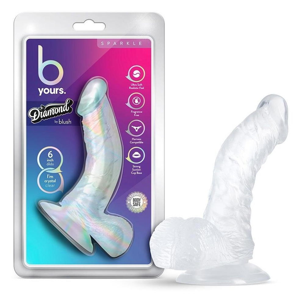 Прозрачный фаллоимитатор-реалистик sparkle - 16,5 см.