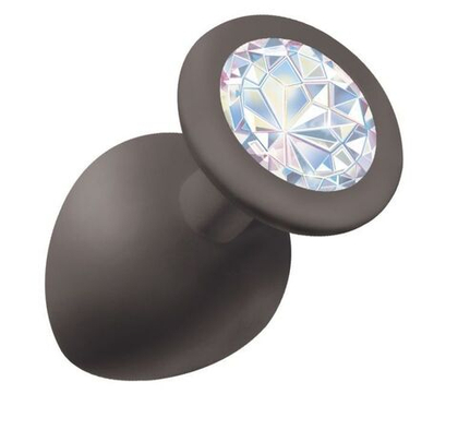 Чёрная анальная пробка emotions cutie large с прозрачным кристаллом - 10 см.