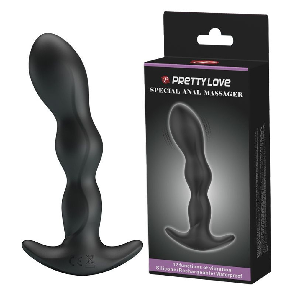 Черный анальный стимулятор простаты с вибрацией special anal massager - 14,5 см.