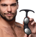 Черный массажер простаты с утяжелителями premium silicone weighted prostate plug