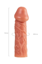 Телесная насадка на фаллос с фиксацией мошонки cock sleeve 001 size m - 15,6 см.
