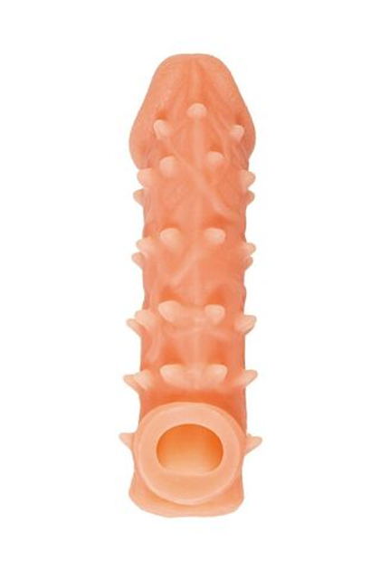 Телесная закрытая насадка с пупырышками Cock Sleeve 005 Size M - 15,6 см.