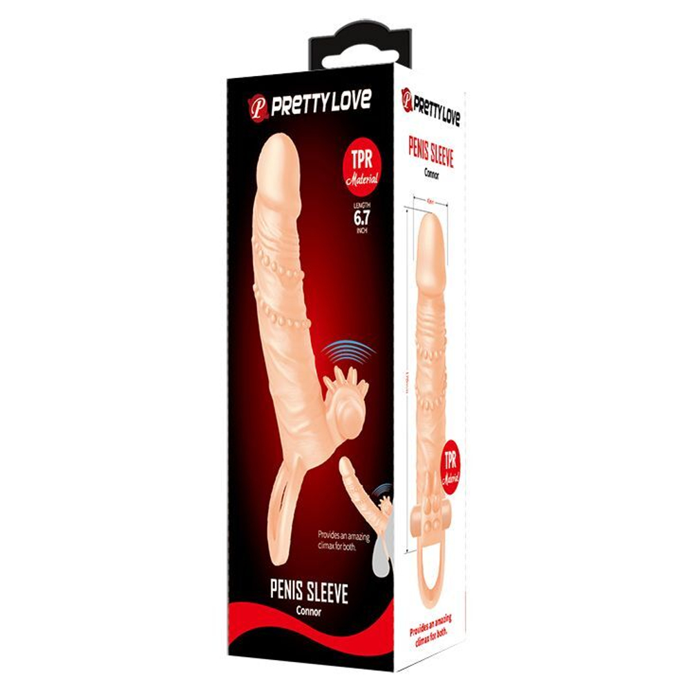 Телесная удлиняющая вибронасадка penis sleeve connor - 17 см.