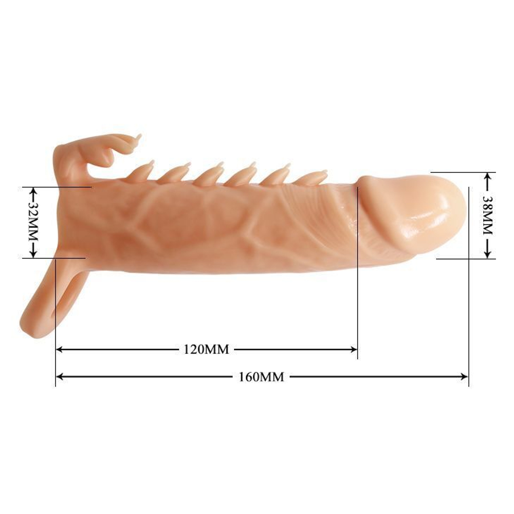 Телесная удлиняющая насадка penis sleeve emmitt - 17 см.
