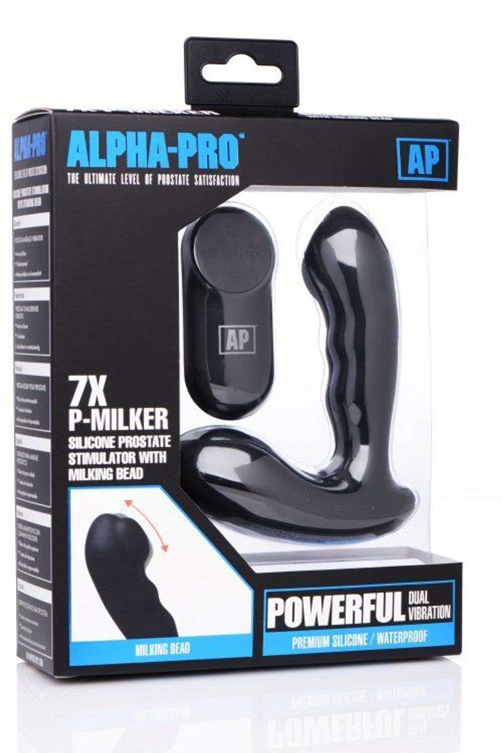 Черный стимулятор простаты alpha-pro 7x p-milker silicone prostate stimulator with milking bead