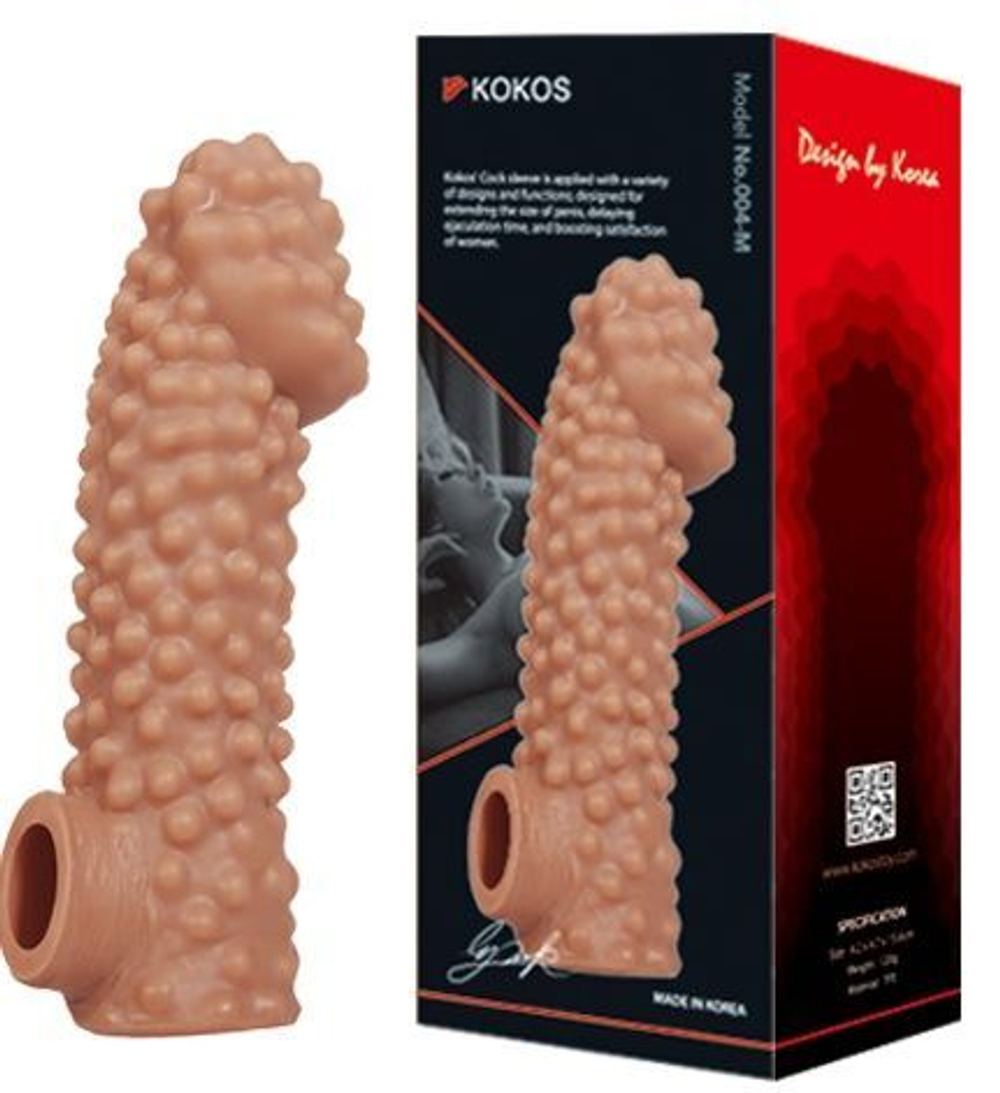 Насадка на фаллос с бугорками cock sleeve 004 size m - 15,6 см.