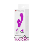 Вибратор с клиторальным стимулятором-бабочкой Butterfly Kiss - 19,9 см.
