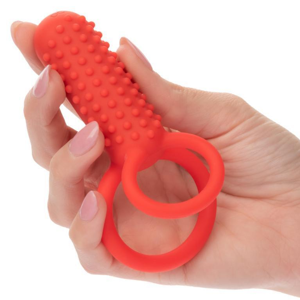 Красное эрекционное кольцо silicone rechargeable vertical dual enhancer