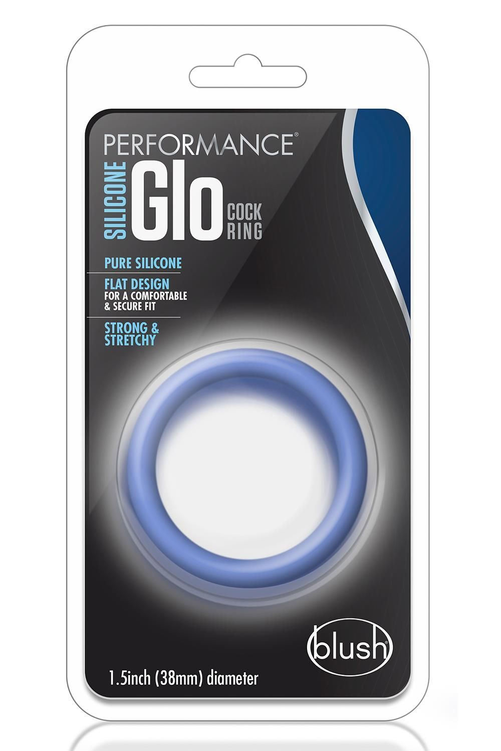 Голубое люминесцентное кольцо silicone glo cock ring