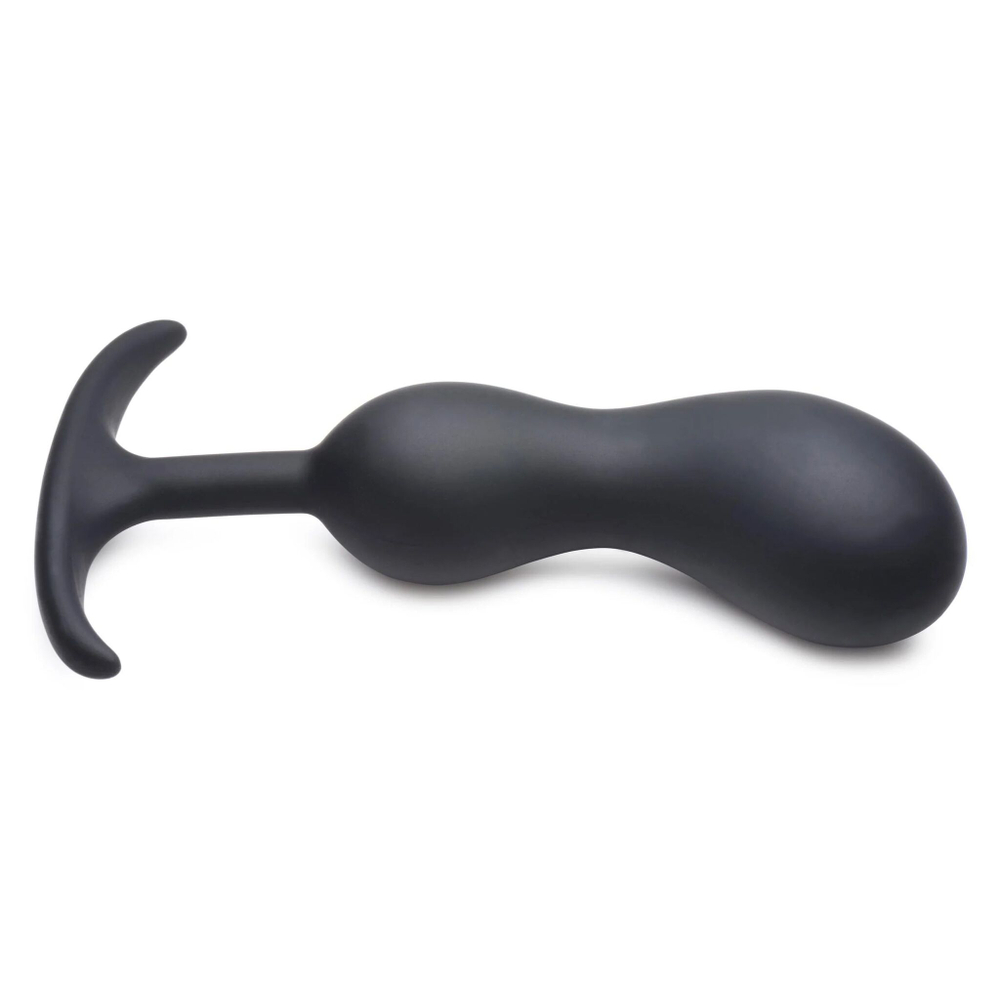 Черный массажер простаты с утяжелителями premium silicone weighted prostate plug