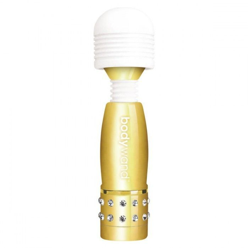 Фиолетово-белый жезловый мини-вибратор с кристаллами mini massager