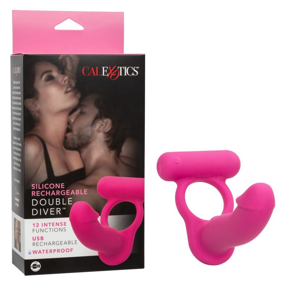 Розовая насадка для двойного проникновения silicone rechargeable double diver