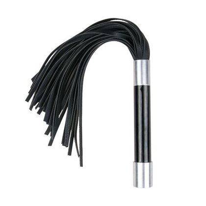 Черная плеть easytoys flogger with metal grip - 38 см.