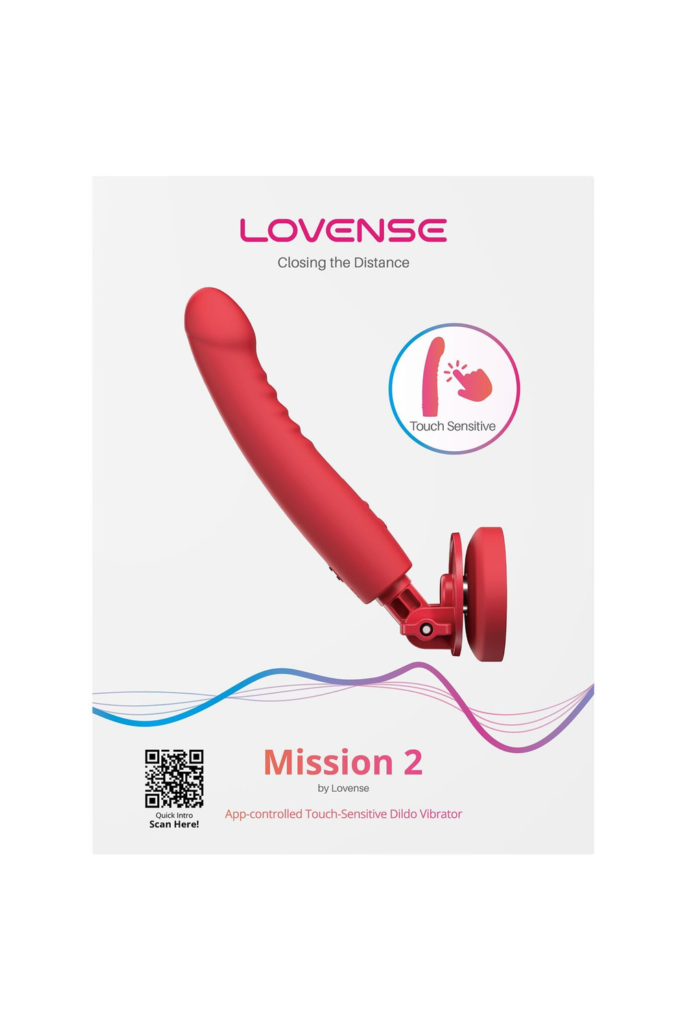 Красный вибратор mission 2 с технологией touch-sense - 20 см.