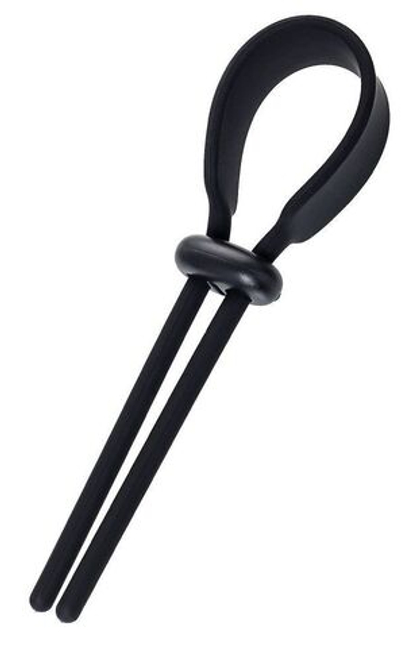 Черное эрекционное лассо на пенис keb