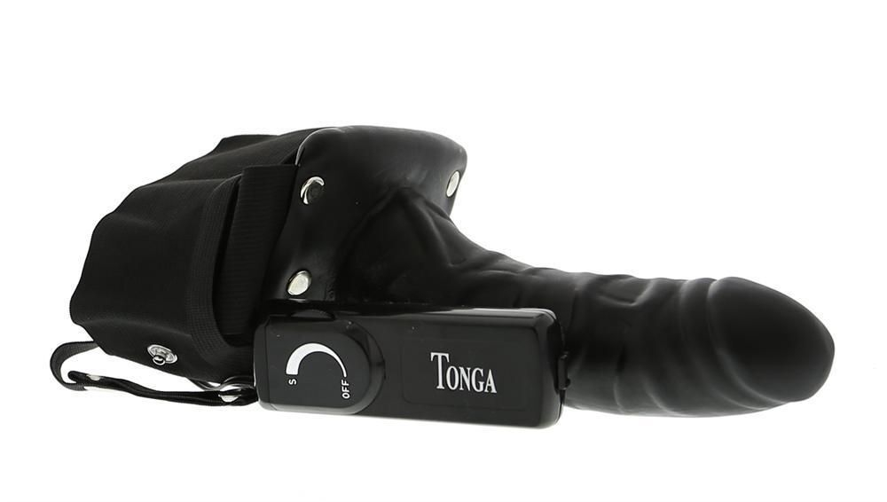 Мужской фаллопротез с вибрацией robotic male strap-on black - 17 см.