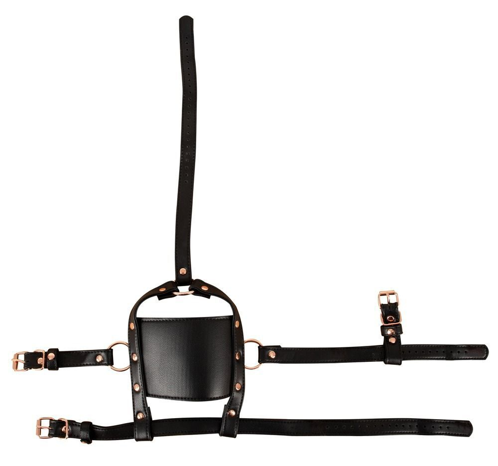 Черный намордник с кляпом-шаром head harness with a gag