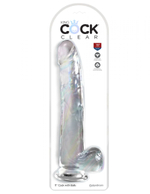 Прозрачный фаллоимитатор с мошонкой на присоске 11’’ cock with balls - 30,5 см.