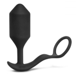 Черная анальная вибропробка с эрекционным кольцом Vibrating Snug & Tug