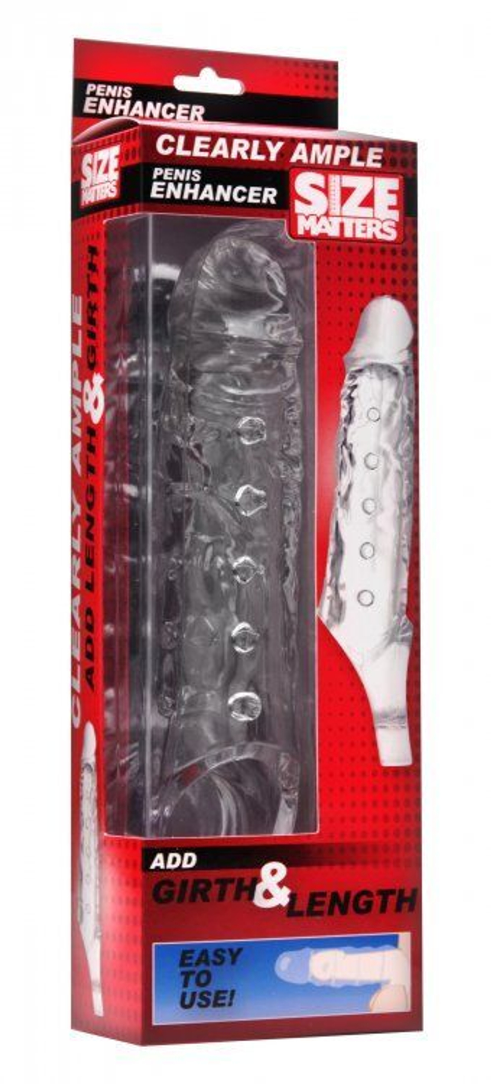 Прозразная закрытая насадка на пенис с поддержкой мошонки clearly ample penis enhancer - 22 см.