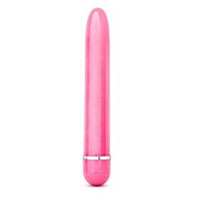 Розовый тонкий классический вибратор slimline vibe - 17,8 см.