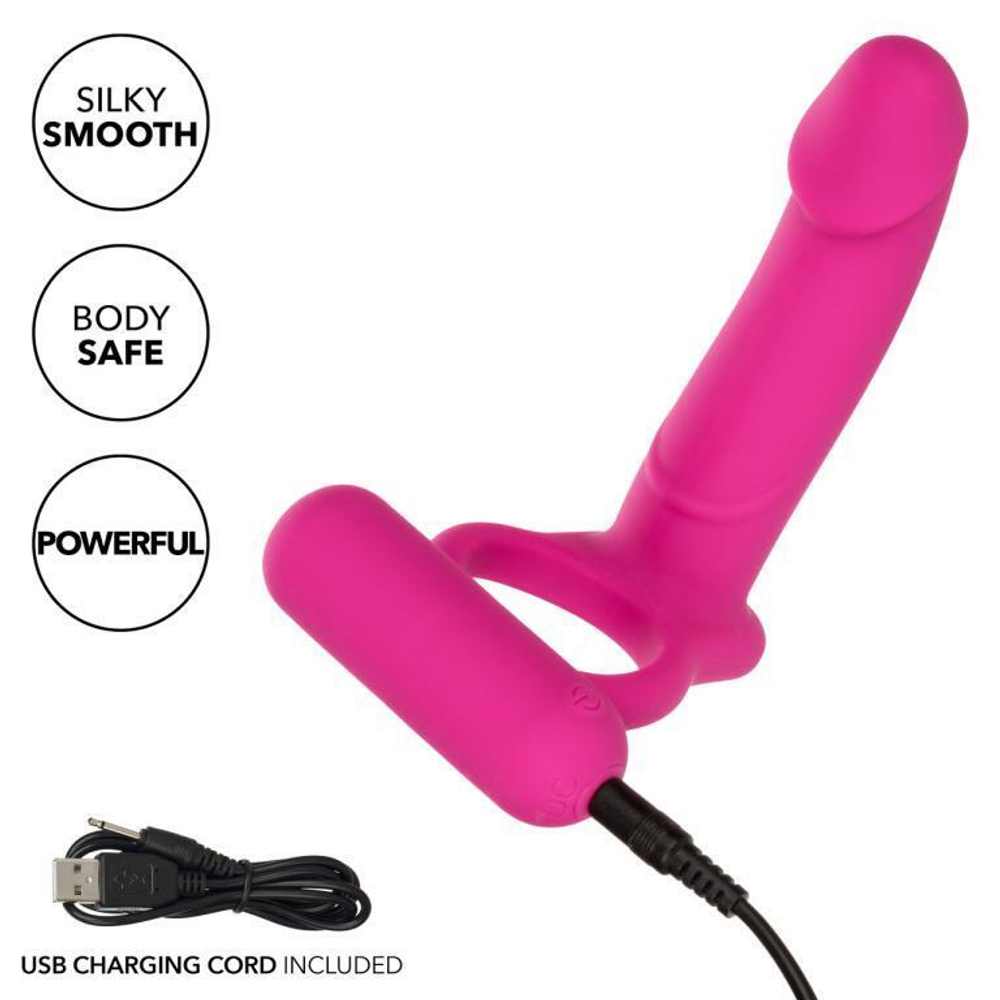 Розовая насадка для двойного проникновения silicone rechargeable double diver