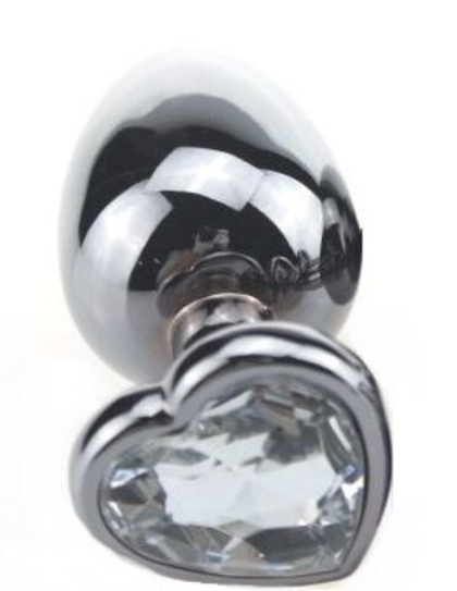 Металическая анальная пробка с кристаллом-сердцем - 9 см.