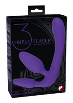 Фиолетовый безремневой страпон с двумя пробками triple teaser