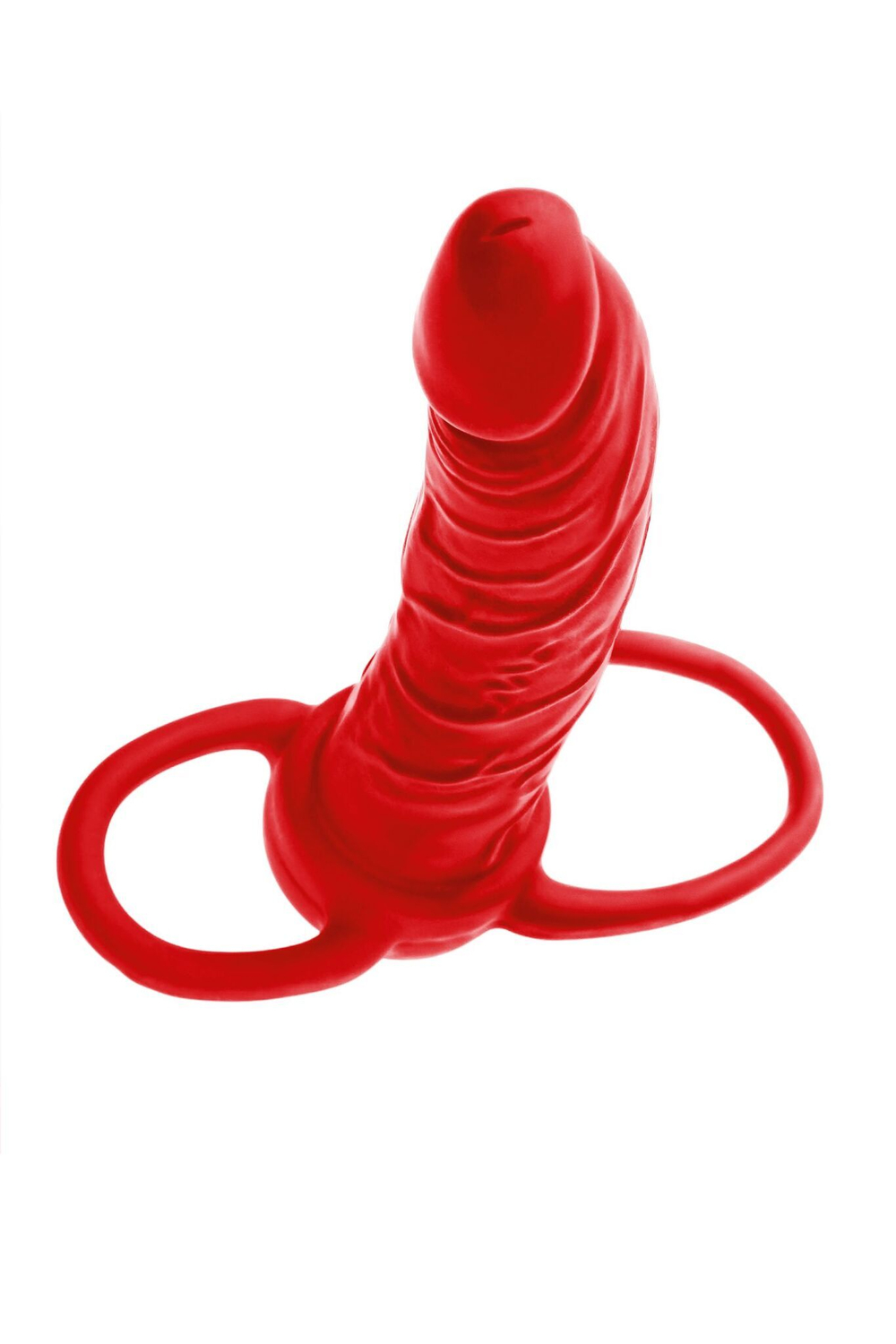 Насадка на пенис для двойного проникновения black&red - 16,5 см.