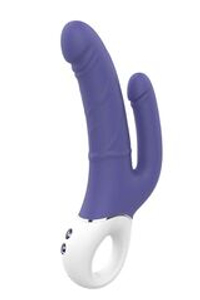 Синий анально-вагинальный вибратор double pleasure - 23,5 см.