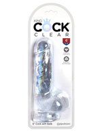 Фаллоимитатор king cock clear 6  cock with balls - 17,8 см.
