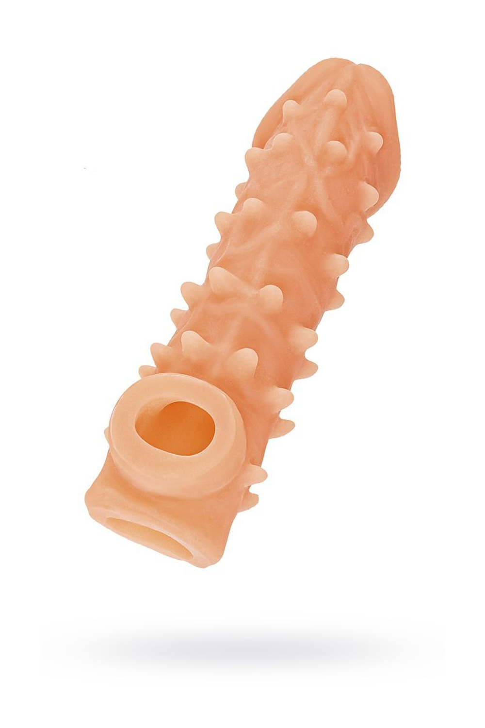 Телесная закрытая насадка с пупырышками cock sleeve 005 size m - 15,6 см.