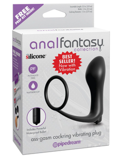 Анальная пробка с вибрацией с эрекционным кольцом ass-gasm cockring vibrating plug